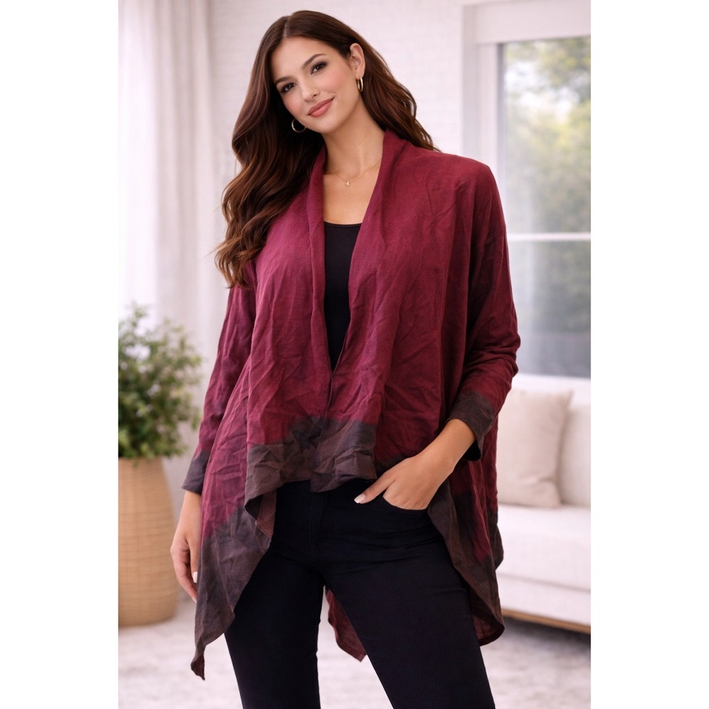 Amanda‎ Blu- Chic Burgundy Women's Cardigan Size One Size